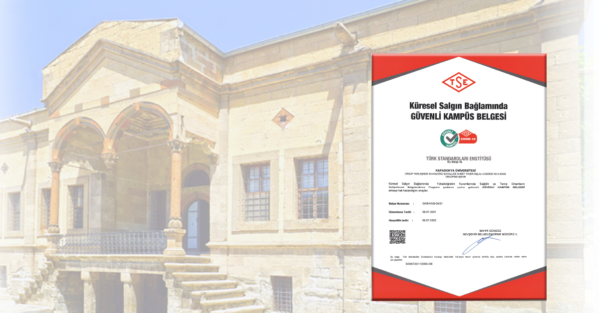 Üniversitemiz “Covid-19 Güvenli Kampüs Belgesi” Aldı